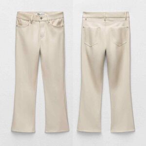 ZARA Women’s Faux Leather Pants Beige/Cream Size 6US